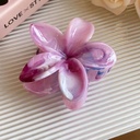 [11095] JR-A014 Jepit Rambut Wanita Model Bunga Kamboja Khas Bali Motif Marble Pattern High Quality (JR-A014-Purple/Silver)